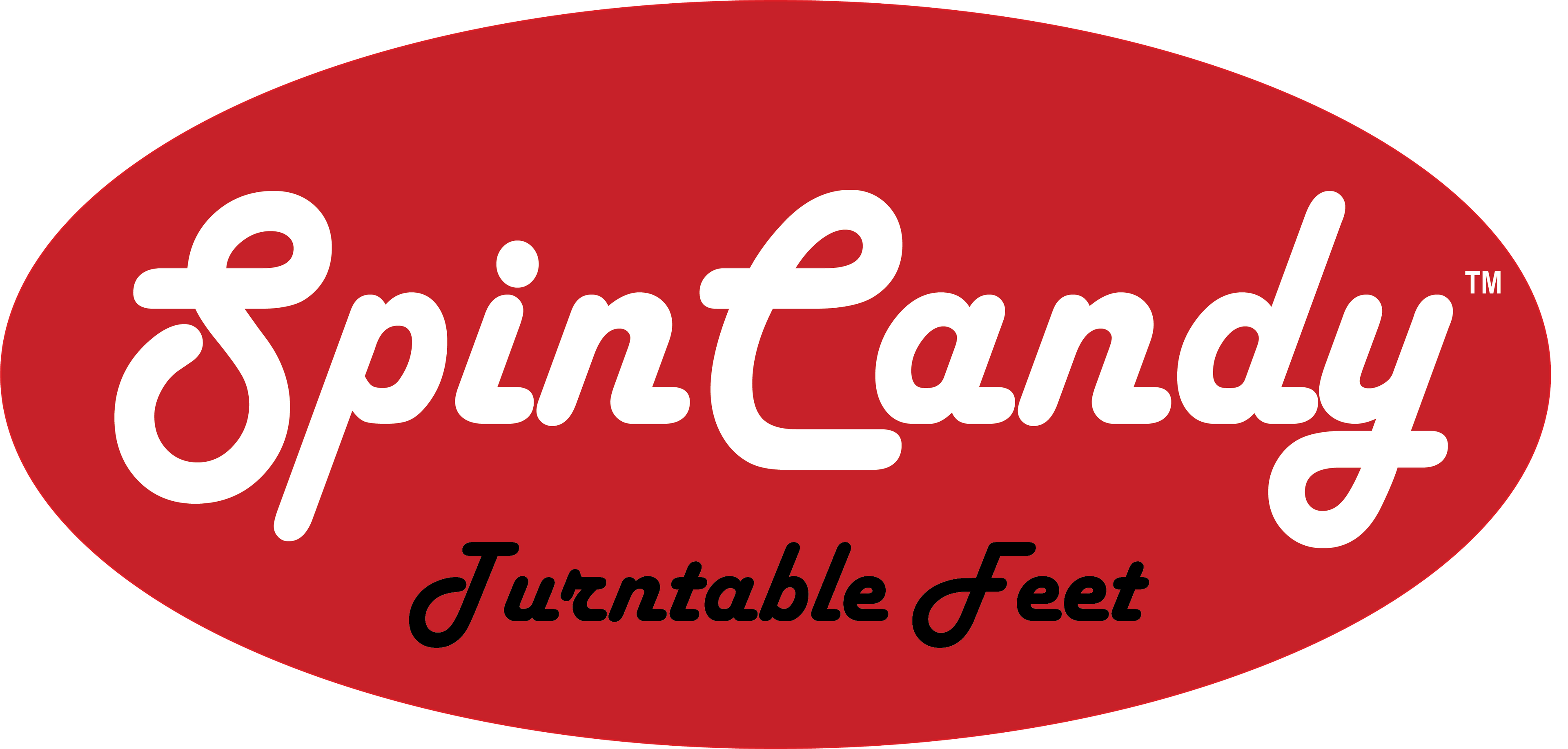 SpinLandy logo with red oval background and white text