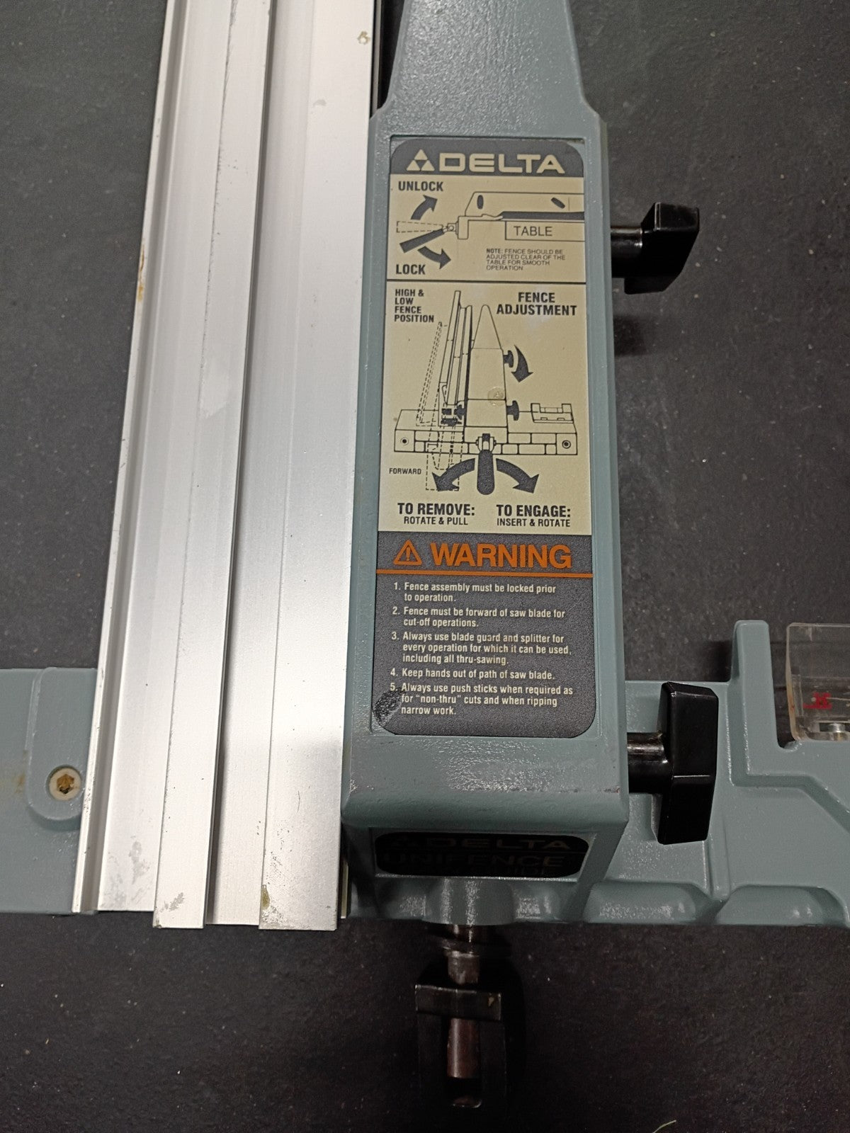 Delta Unifence Rip Fence Guide for Table Saw 34-441 & Unisaw JET Craftsman