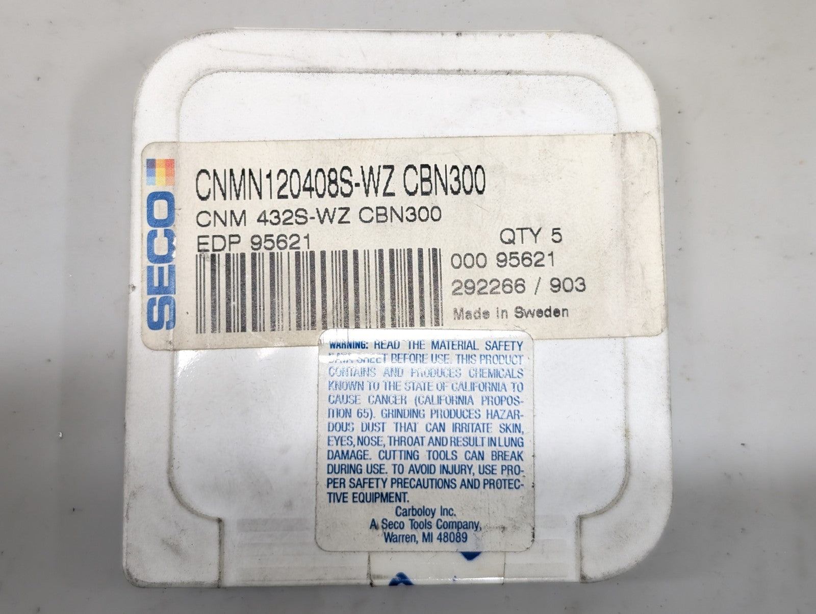 5x Seco SNMN120408S-WZ CBN300 CBN Inserts Hard Turning Used Carbide Grade WZ