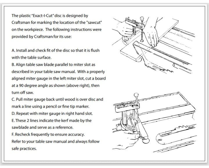 ToolCandy™ Exact-I-Cut Insert Plugs Craftsman Table Saws 113 62493